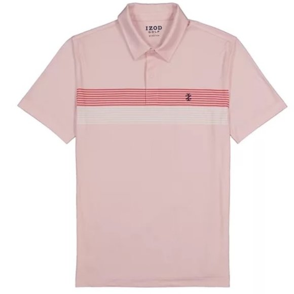 Izod Other - Mens IZOD Golf Cool FX Striped Short Sleeve Polo Shirt Size Med UPF50 Sun NWT